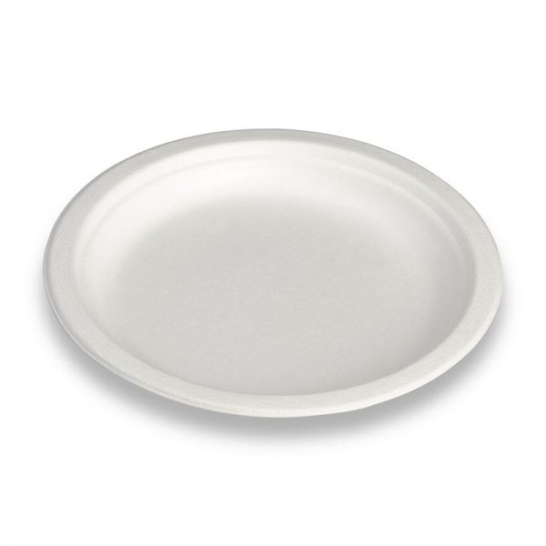 Assiettes bagasse blanches 18cm paquet de 50