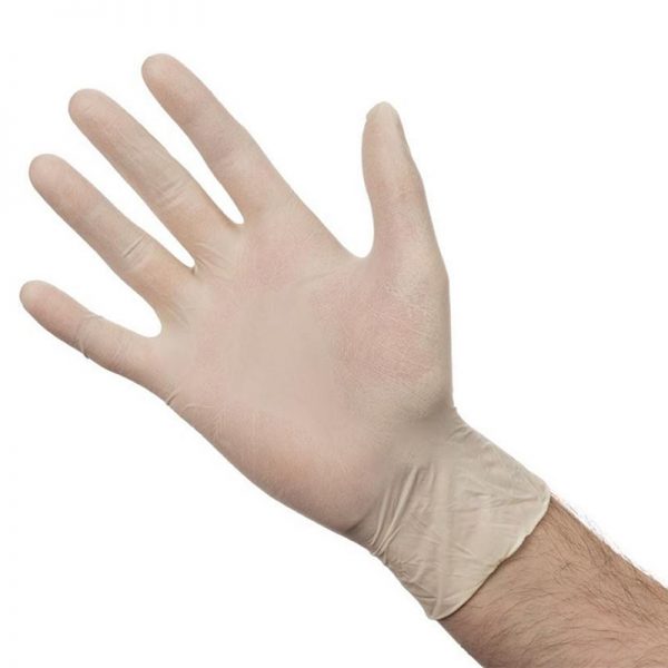 Gants jetables latex non poudres blancs taille L bo?te de 100