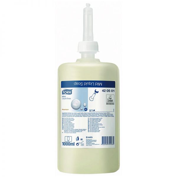 Carton de 6 recharges de Savon liquide mains doux S1 1l