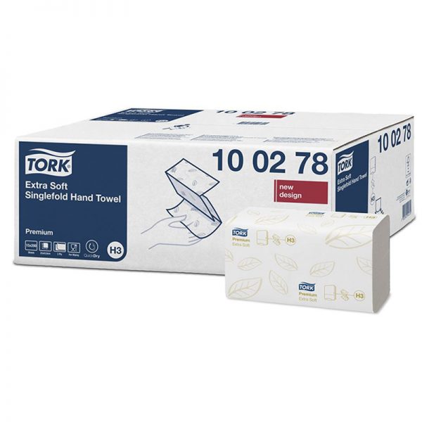 Carton de 3000 Essuie mains enchevetre 2 plis 23x23cm pliage en V H3