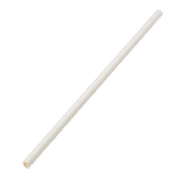 Pailles droites papier 20cm Dia. 6mm blanches paquet de 250