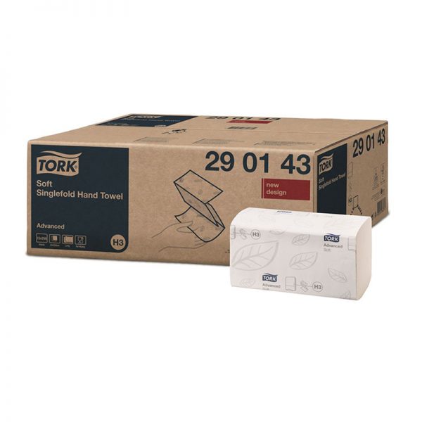 Carton de 3750 Essuie mains enchevetre 2 plis 23x22,6cm pliage en V H3