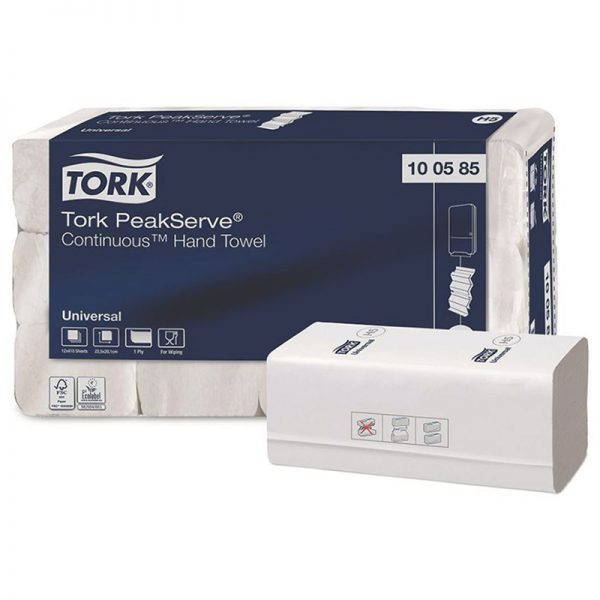 Carton de 4920 Essuie mains echevetre continu 1 pli 20,1x22,5cm Peakserve H5