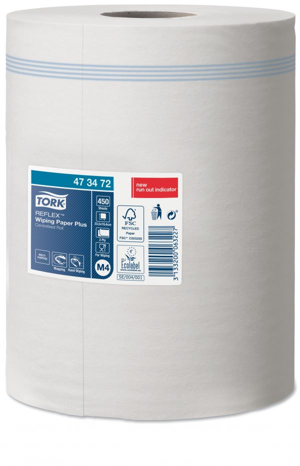 Carton de 6 Bobines d essuyage devidage central 2 plis lisse blanc 450 formats Reflex M4