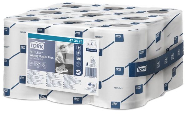Carton de 9 Bobines d essuyage devidage central 2 plis blanc 200 formats Reflex M3
