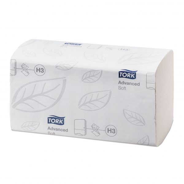 Carton de 3750 Essuie mains enchevetre 2 plis 23x22,6cm pliage en V H3
