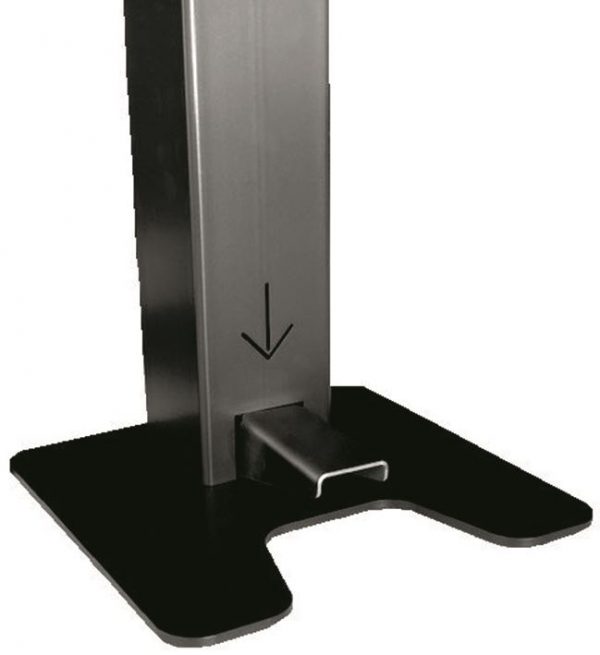 Station desinfection colonne a pedale noire pour flacon de 500ml et 1l