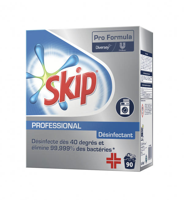 Baril de 8,5kg de Lessive Skip poudre desinfectante haute performance (90 lavages)