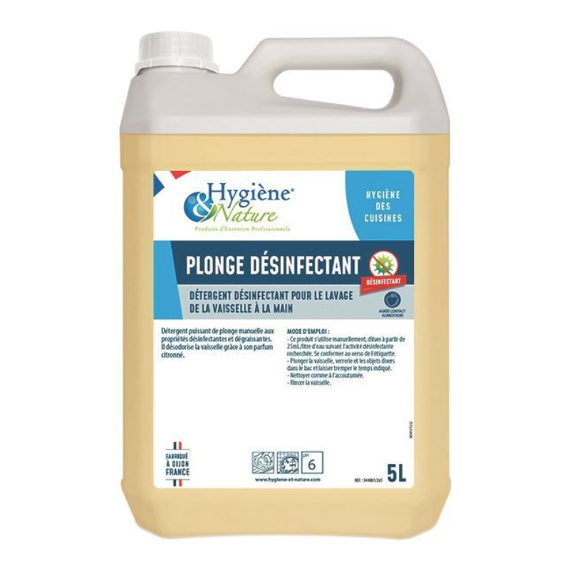 Liquide Vaisselle Mains Ecologique PRO PLONGE V - HYGIENATUR - 250 doses de  20ML - Ecolabel - Produits - Chiffons & Produits