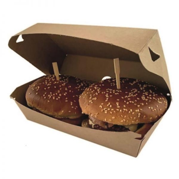 Carton de 300 Boites hamburger kraft brun 24x14x7cm