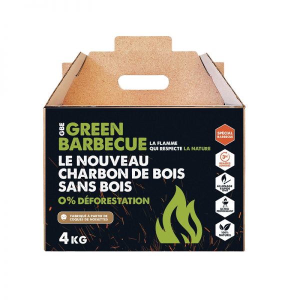 Carton de 4kg de Briquettes de charbon de coques de noisettes GreenBBQ