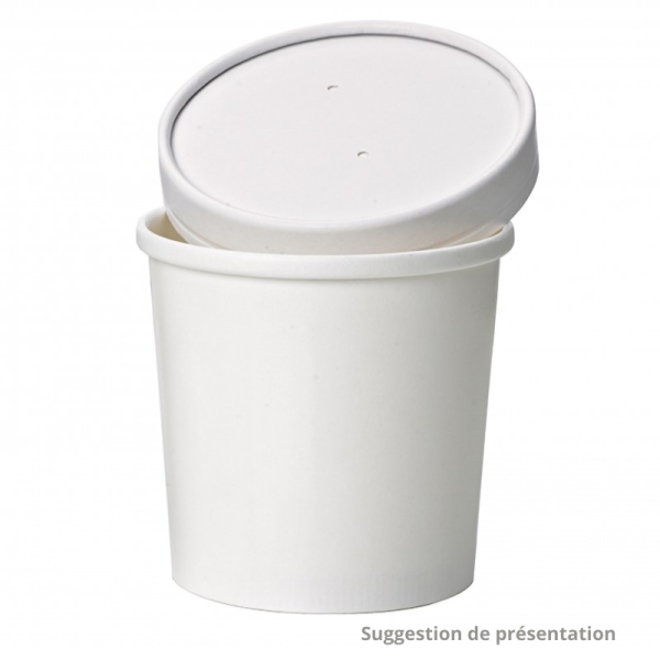 Carton de 500 Couvercles carton blanc pour pot 360ml