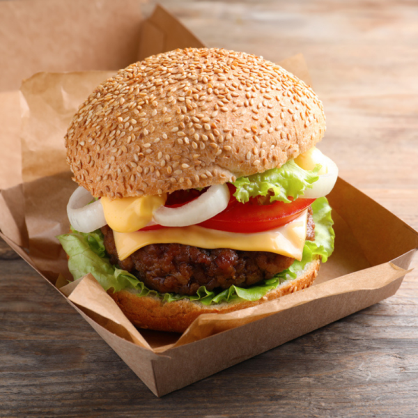 Carton de 600 Boites hamburger kraft brun 12x12cm 910ml