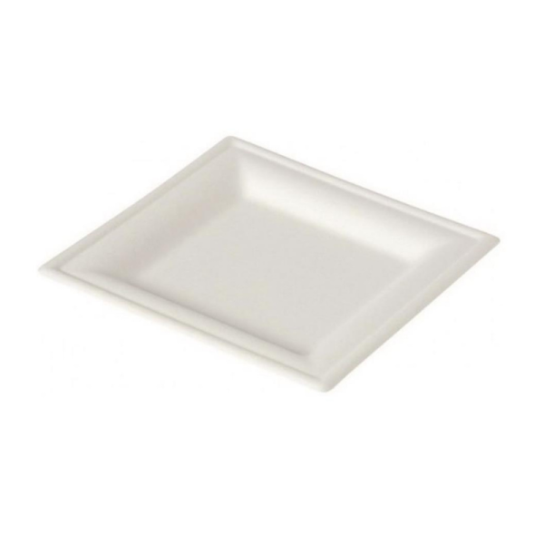 Assiettes bagasse blanche 16x16cm sachet de 50