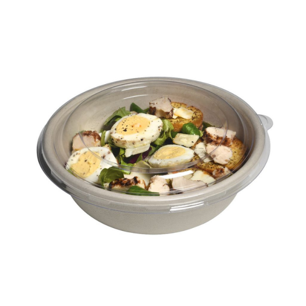 Carton de 400 Couvercles plat rPET pour saladier bagasse 525ml PP00340