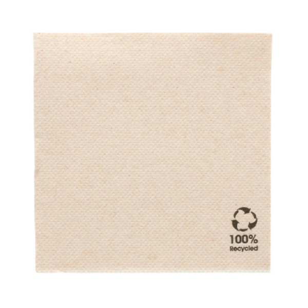 Serviette ouate recyclee double point 20x20cm brun Ecolabel - 1 carton de 2400
