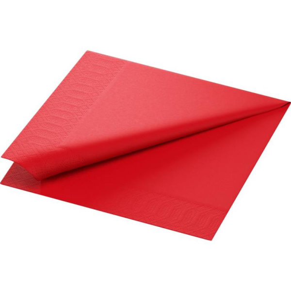 Serviette ouate 2 plis 40x40cm rouge - 1 carton de 1250 - Duni