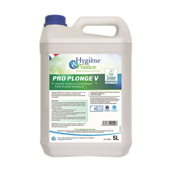 Detergent liquide plonge manuelle Pro Plonge V - 1 bidon de 5l - Hygiene et Nature