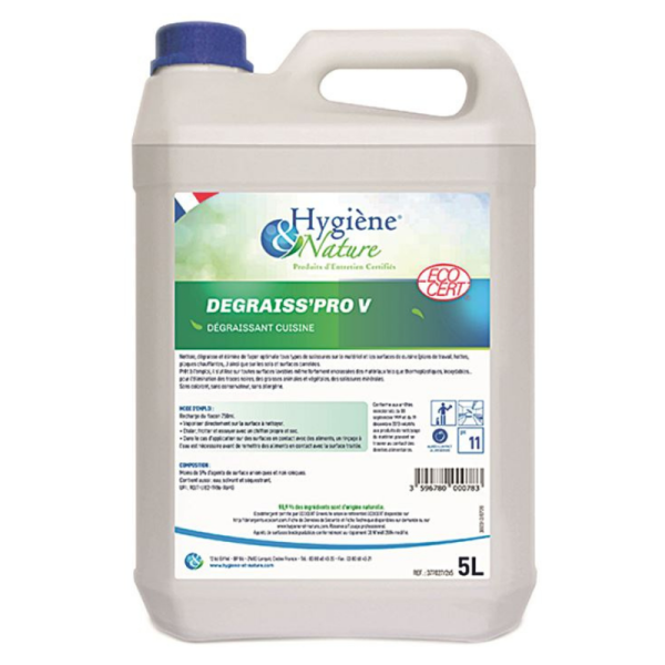 Degraissant alimentaire Degraiss Pro V - 1 bidon de 5l - Hygiene et Nature