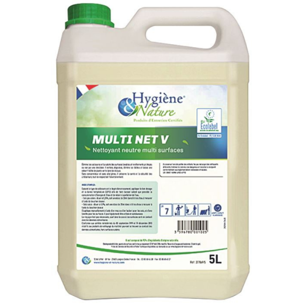 Detergent neutre ecologique Multi Net V - 1 bidon de 5l- Hygiene et Nature
