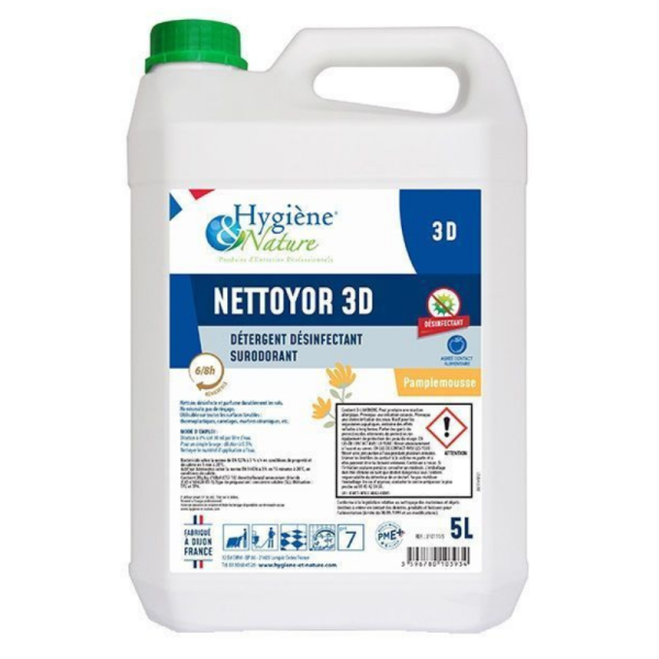 Detergent 3D Nettoyor pamplemousse - 1 bidon de 5l - Hygiene et Nature