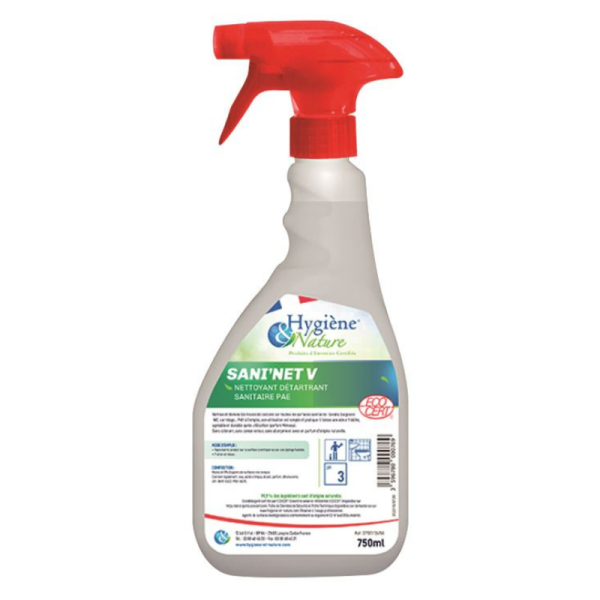 Detartrant sanitaires Sani  Net V - 1 flacon de 750ml - Hygiene et Nature
