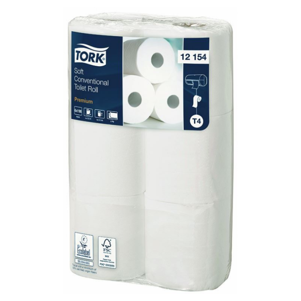 Rouleau papier toilette 2 plis blanc - 1 carton de 96 rouleaux - Tork