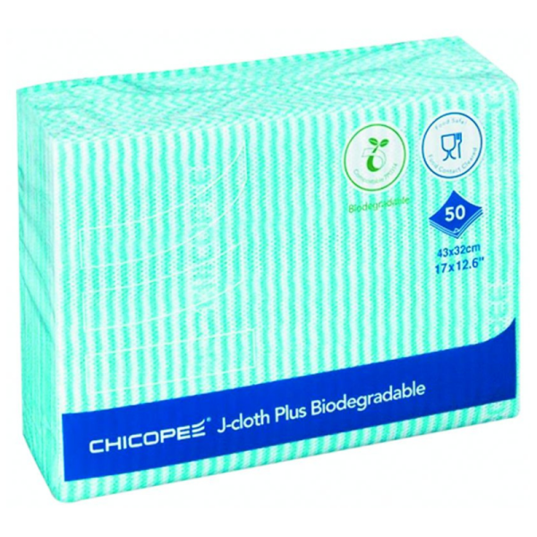 Lavette non tissee J-CLOTH Plus Biodegradable 43x32cm bleue - 1 paquet de 50 - Chicopee