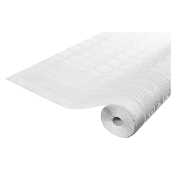 Nappe papier damasse 1,20m blanche - 1 rouleau de 10m