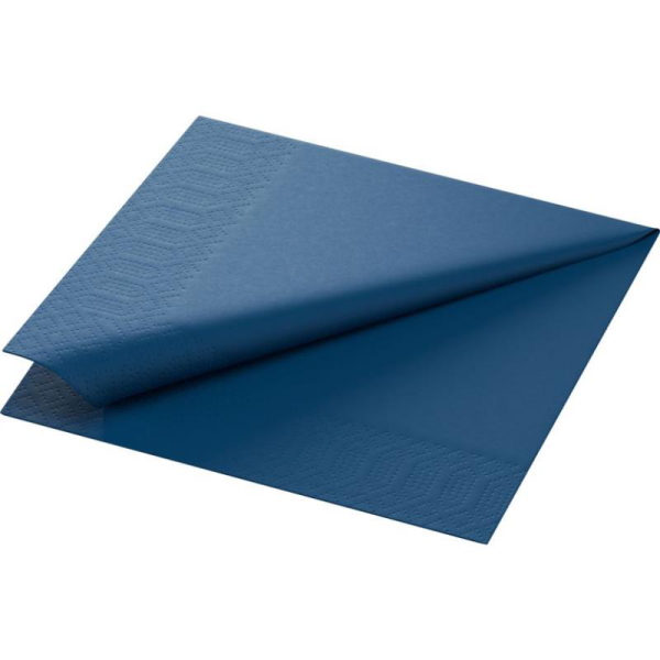 Serviette ouate 2 plis 33x33cm bleu fonce - 1 carton de 2000 - Duni