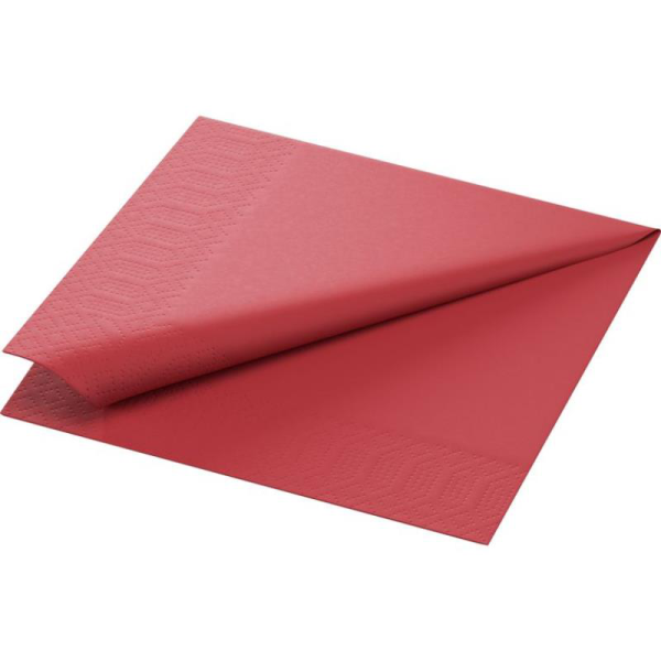 Serviette ouate 2 plis 33x33cm bordeaux - 1 carton de 2000 - Duni