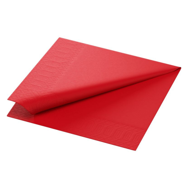 Serviette ouate 2 plis 33x33cm rouge - 1 carton de 2000 - Duni