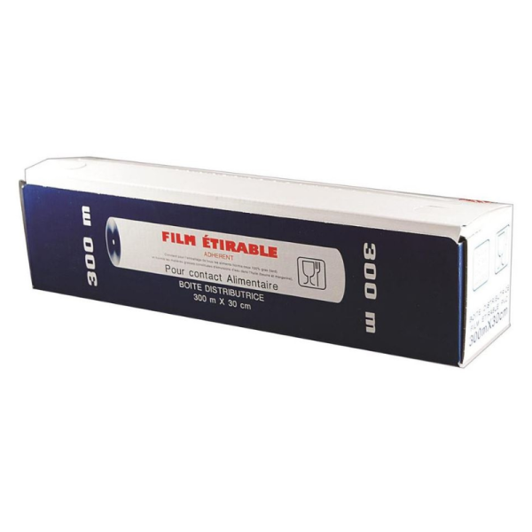 Film etirable en boite distributrice 30cm - 1 rouleau de 300m