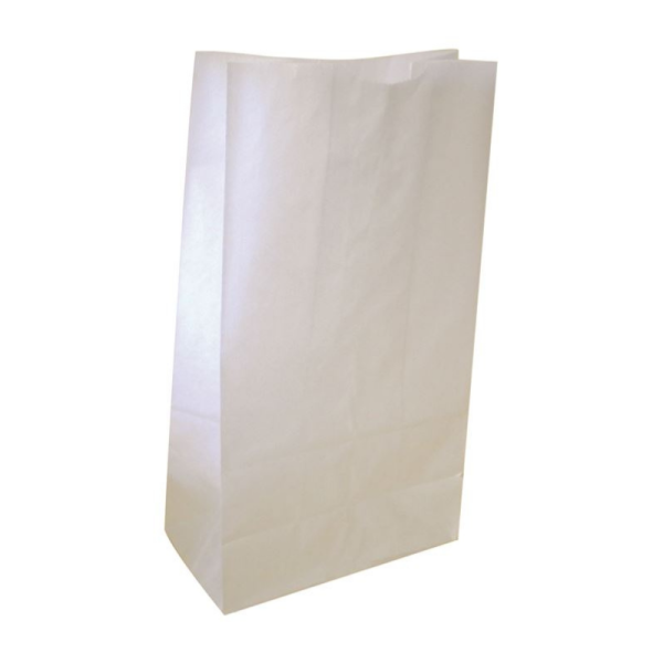 Sac SOS papier kraft blanc 18x11x34cm - 1 carton de 500