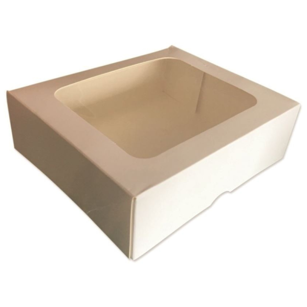 Boite repas carton blanc avec fenetre 33x18x10cm - paquet de 25