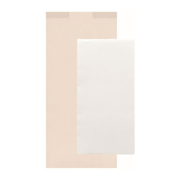 Pochette couverts blanche 11x25cm avec serviette double point blanche 40x32cm - carton de 300