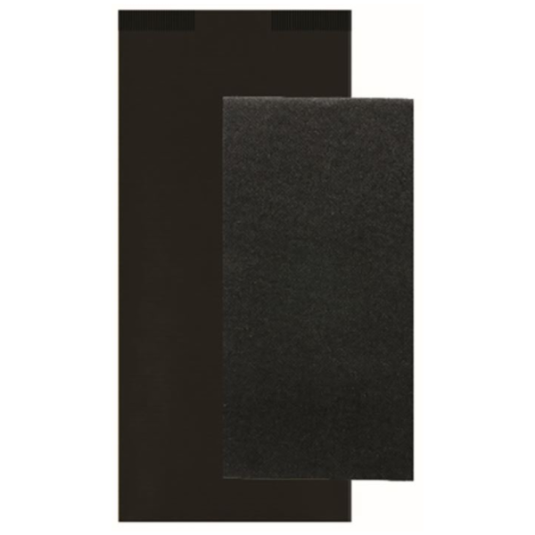 Pochette couverts noire 11x25cm avec serviette double point noire 40x32cm - carton de 300