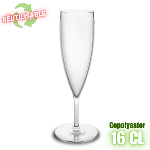 MPD212615 Flute à champagne 16cl réutilisable en copolyester plastorex