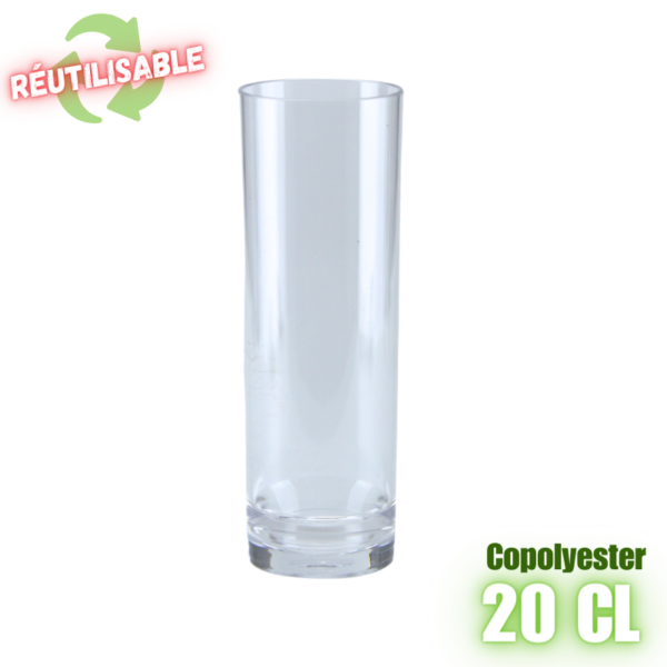 MPD212715 Verre tube long 20cl pluton réutilisable en copolyester plastorex