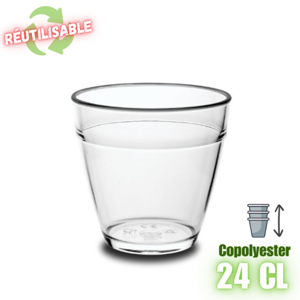 MPD215915 Verre à eau réutilisable 24cl en copolyester plastorex