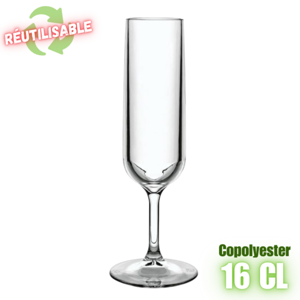 MPD216415 Flute à champagne 16cl drop glass réutilisable en copolyester plastorex