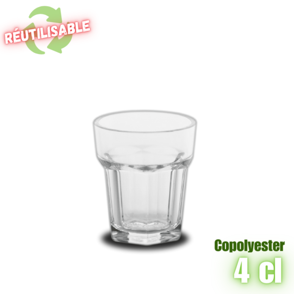 MPD217215 verre shooter facettes 4cl réutilisable en copolyester plastorex